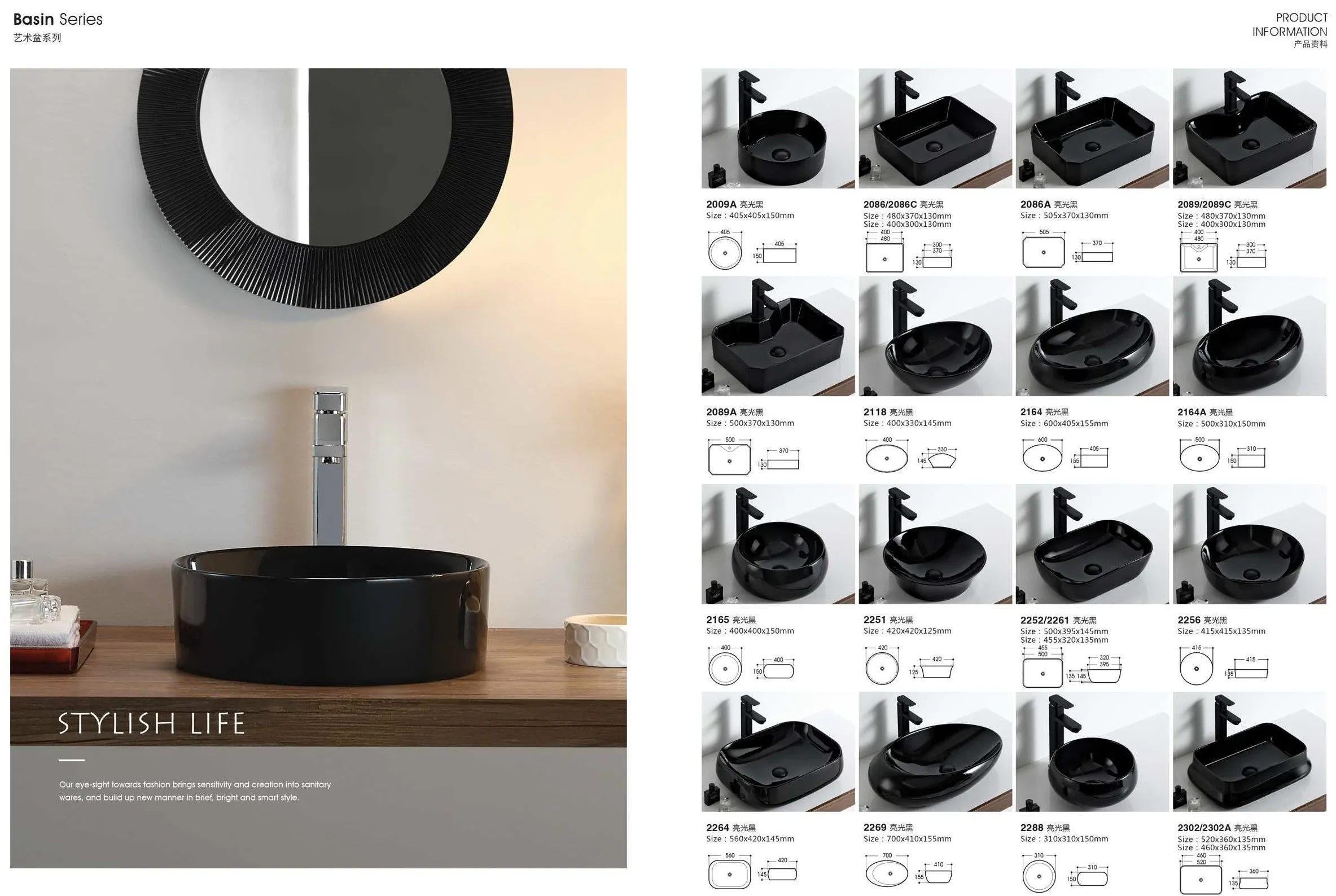 洗面盆｜亮光黑系列