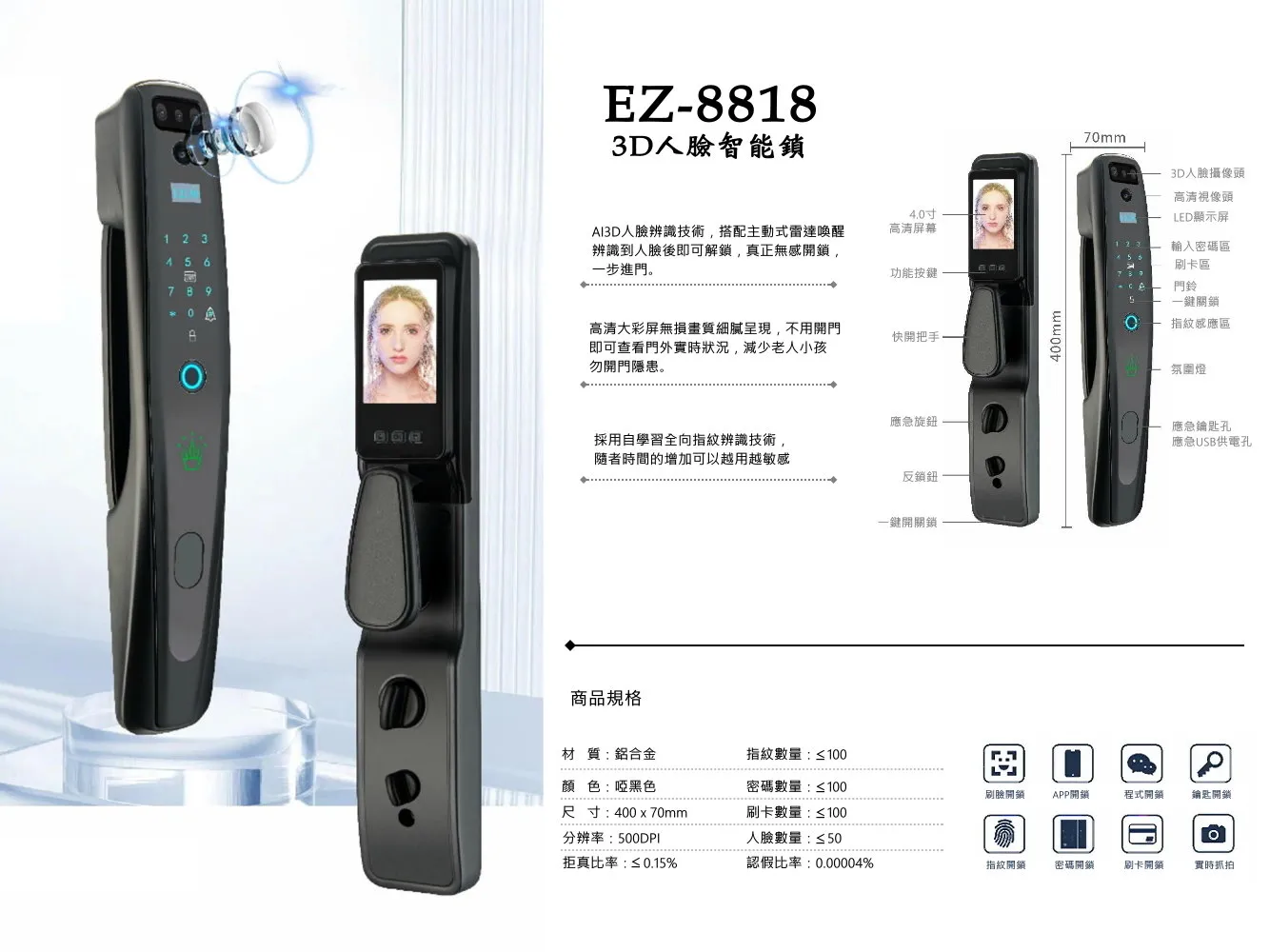 3D人臉智能鎖系列｜C17EZ8818