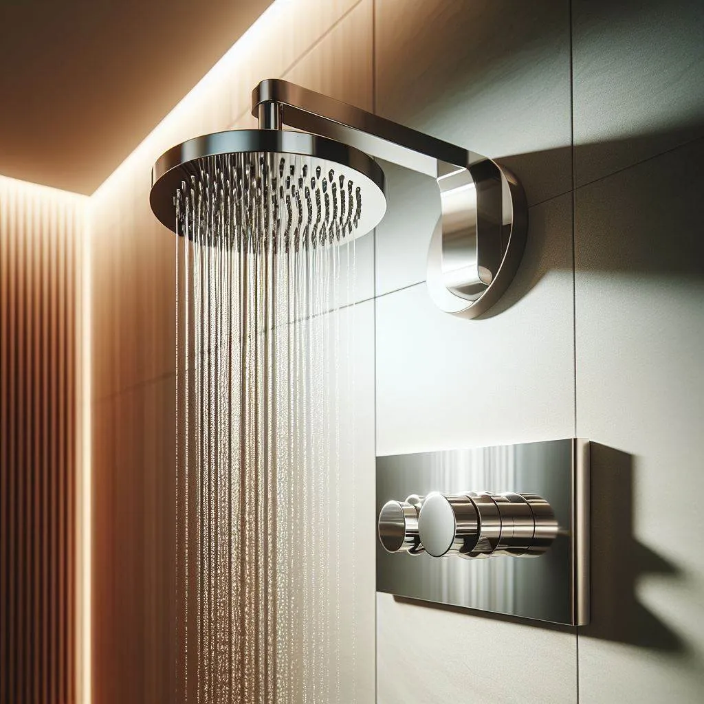 埋壁式淋浴花灑，簡約美觀，完美融入浴室空間，提供多種舒適淋浴模式。清潔維護便利，是現代浴室設計的理想之選，為您帶來無與倫比的淋浴享受。